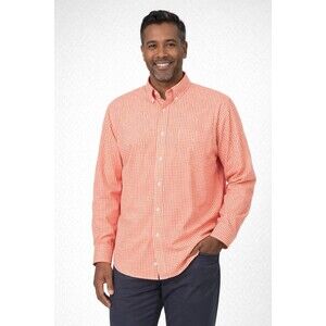 Johnnie O Performance Button Down Shirt Mens XL Orange Striped Stretch Preppy